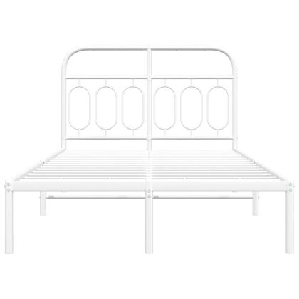 Метална рамка за легло с горна табла, бяла, 120x190 см