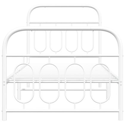 Метална рамка за легло с горна и долна табла, бяла, 80x200 см