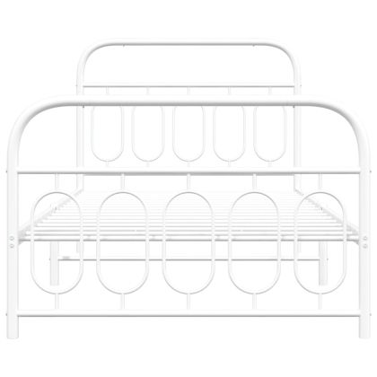 Метална рамка за легло с горна и долна табла, бяла, 107x203 см