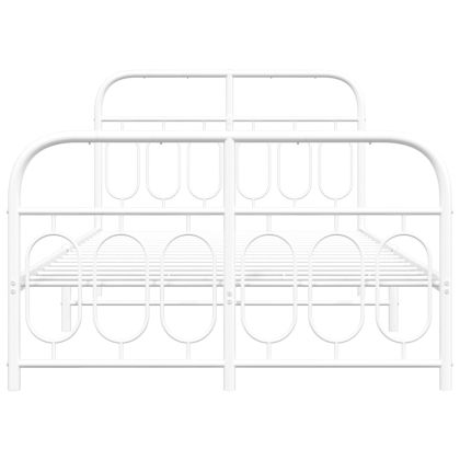 Метална рамка за легло с горна и долна табла, бяла, 120x200 см