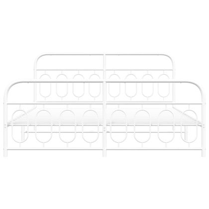 Метална рамка за легло с горна и долна табла, бяла, 183x213 см