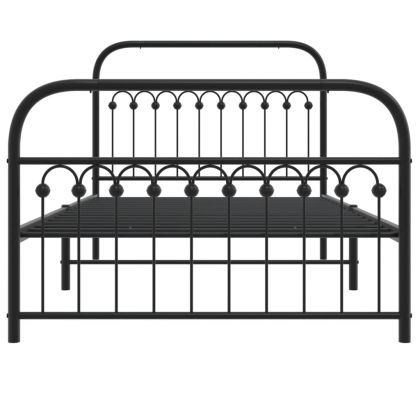 Метална рамка за легло с горна и долна табла, черна, 107x203 см