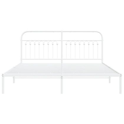 Метална рамка за легло с горна табла, черна, 183x213 см