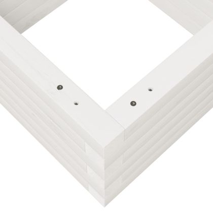 Градинска кашпа, бяла, 40x40x23 см, борово дърво масив