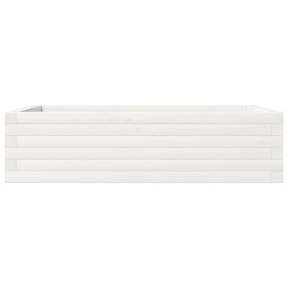 Градински сандък, бял, 90x60x23 см, масивна борова дървесина