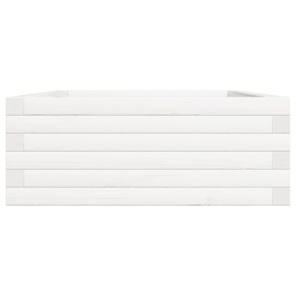 Градински сандък, бял, 90x60x23 см, масивна борова дървесина