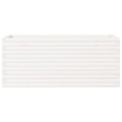 Градински сандък, бял, 110x40x45,5 см, масивна борова дървесина