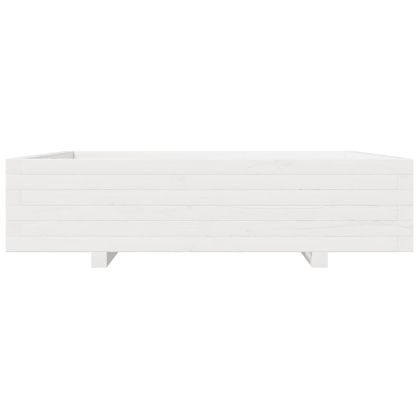 Градинска кашпа, бяла, 100x100x26,5 см, масивно борово дърво