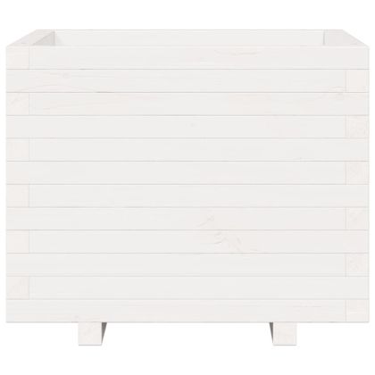 Градински сандък, бял, 60x60x49,5 см, масивна борова дървесина