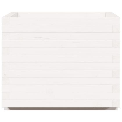 Градински сандък, бял, 60x60x49,5 см, масивна борова дървесина