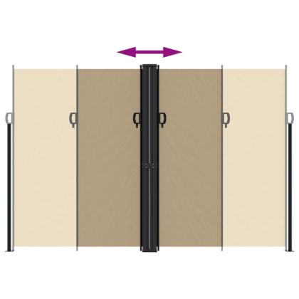 Прибираща се странична тента, бежова, 220x1200 см