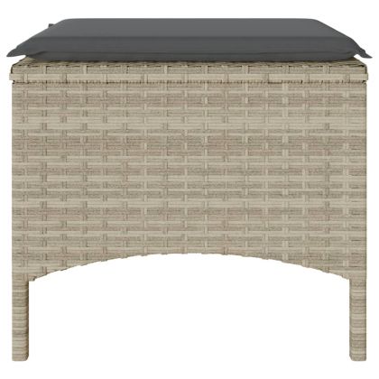 2-местен външен диван с маса и табуретки светлосив полиратан