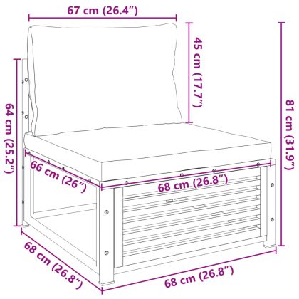 Градинско кресло без подлакътници, с възглавници, акация масив