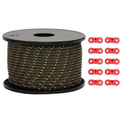 Опъващо въже за палатка с рефлекторни ленти и ключове 50 м 5 мм