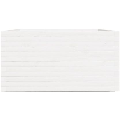 Градински сандък, бял, 90x90x49,5 см, масивна борова дървесина