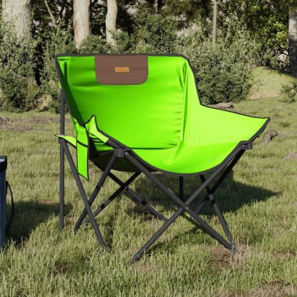 Къмпинг столове с джоб, сгъваеми, 2 бр, зелен