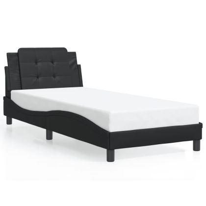 Рамка за легло с LED осветление, черна, 90x190 см, еко кожа