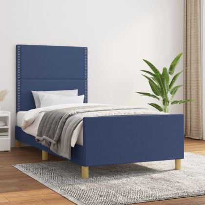Рамка за легло с табла, синя, 90x190 см плат
