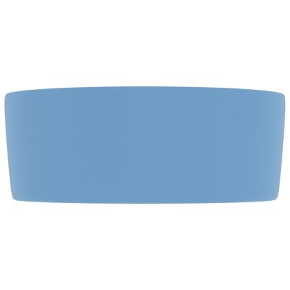 Луксозна кръгла мивка, матово светлосиня, 40x15 см, керамика