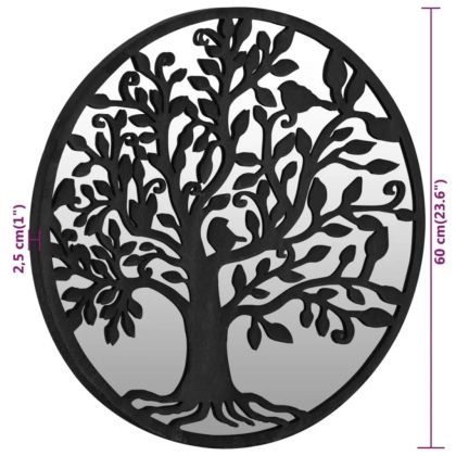 Градинско огледало черно 60x2,5 см желязо кръгло за открито