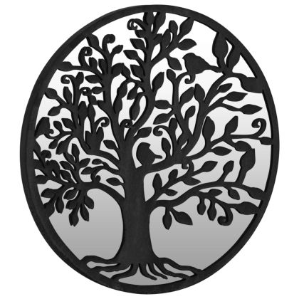 Градинско огледало черно 40x2,5 см желязо кръгло за открито