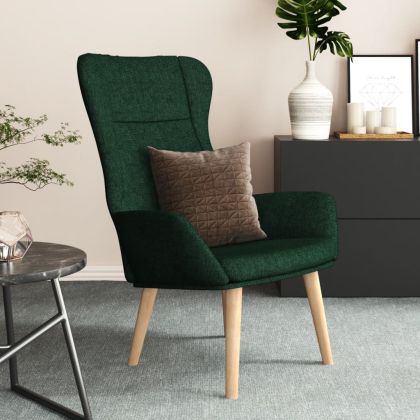 Релакс стол, тъмнозелен, текстил
