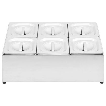 Гастронорм контейнер държач с 6 GN съда 1/6 неръждаема стомана