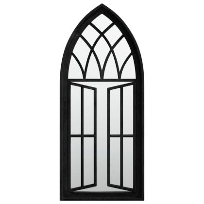 Градинско огледало черно 70x30 см желязо за външна употреба