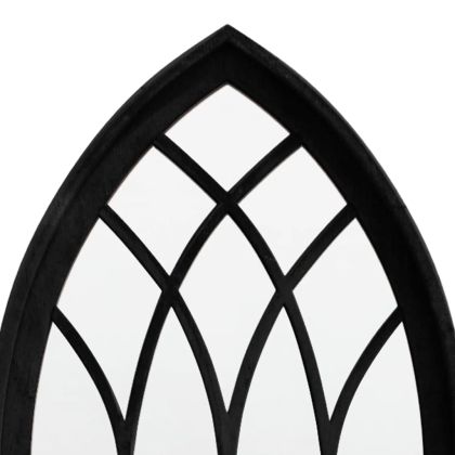 Градинско огледало черно 70x30 см желязо за външна употреба