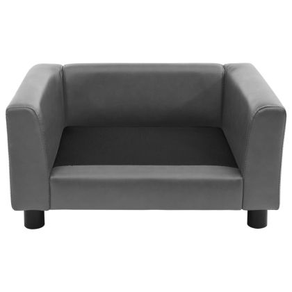 Кучешки диван, сив, 60x43x30 см, плюш и изкуствена кожа