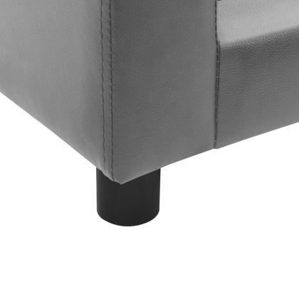 Кучешки диван, сив, 60x43x30 см, плюш и изкуствена кожа