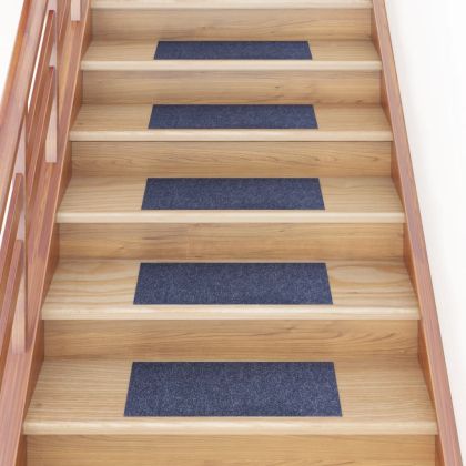 Самозалепващи стелки за стълби, 15 бр, 60x25 см, сиво-сини