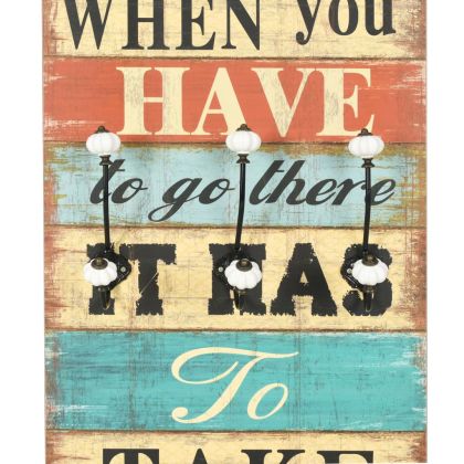 Закачалка за дрехи с 6 куки, 120х40 см, "HOME IS"