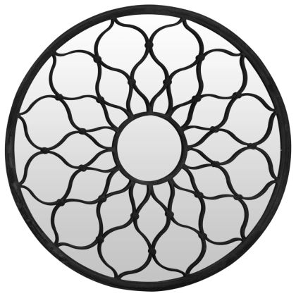 Градинско огледало, черно, 40x3 см, желязо, кръгло, за открито