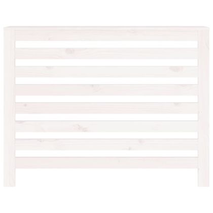 Параван за радиатор бял 108,5x19x84 см борово дърво масив