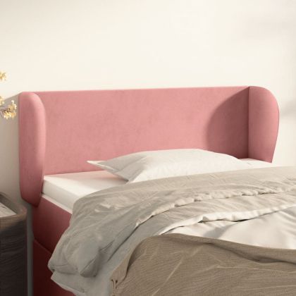 Горна табла за легло, розова, 103x23x78/88 см, кадифе