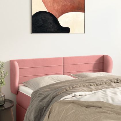 Горна табла за легло, розова, 147x23x78/88 см, кадифе