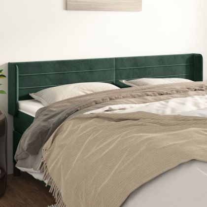 Горна табла за легло, тъмнозелена, 203x16x78/88 см, кадифе