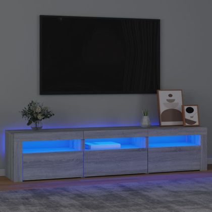 ТВ шкаф с LED осветление, сив сонома, 180x35x40 см