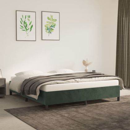Рамка за легло, тъмнозелена, 160x200 см, кадифе