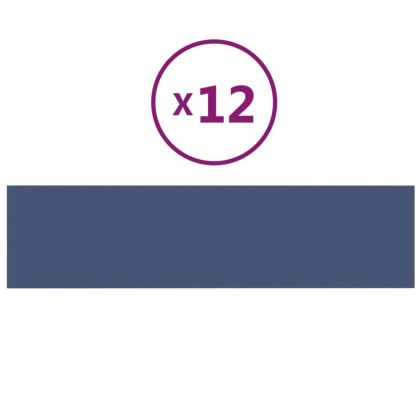 Стенни панели, 12 бр, сини, 60x15 см, плат, 1,08 м²