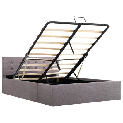 Легло с повдигащ механизъм, таупе, текстил, 120x200 см