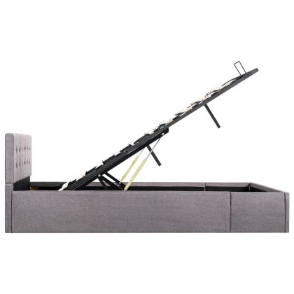 Легло с повдигащ механизъм, таупе, текстил, 120x200 см