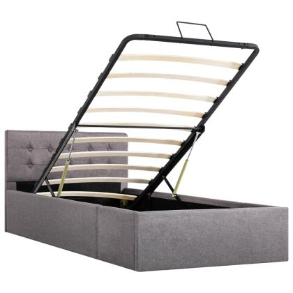 Легло с повдигащ механизъм, таупе, текстил, 90x200 см