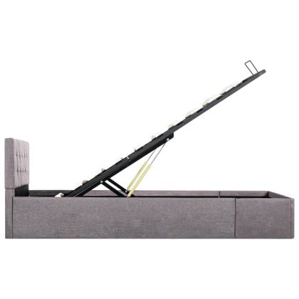 Легло с повдигащ механизъм, таупе, текстил, 90x200 см