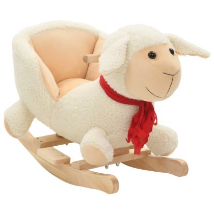Люлееща се овца с облегалка плюш 60x32x50 см бяла