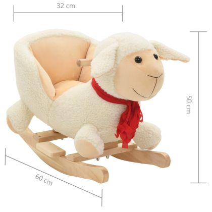 Люлееща се овца с облегалка плюш 60x32x50 см бяла