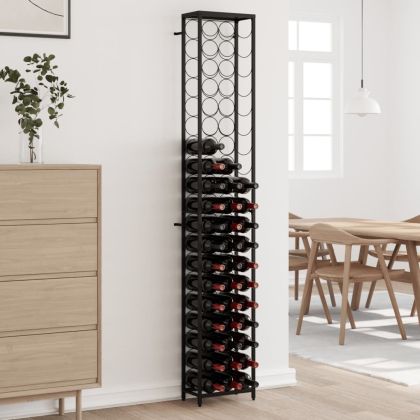 Поставка за вино за 57 бутилки черна 34x18x200 см ковано желязо