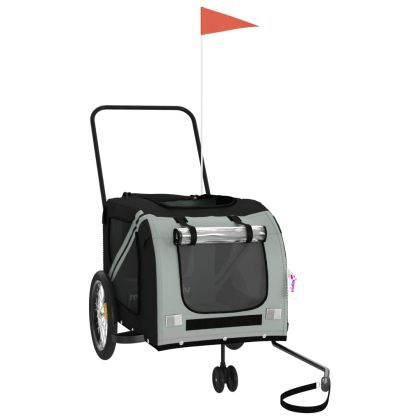 Ремарке за колело за любимци сив и черен Оксфорд плат и желязо