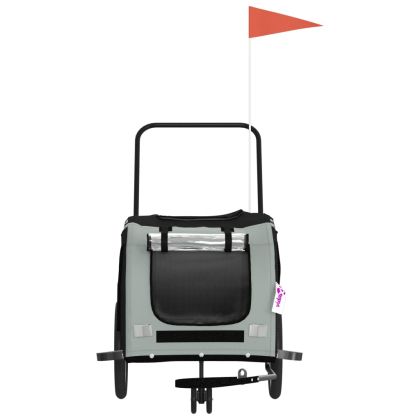 Ремарке за колело за любимци сив и черен Оксфорд плат и желязо